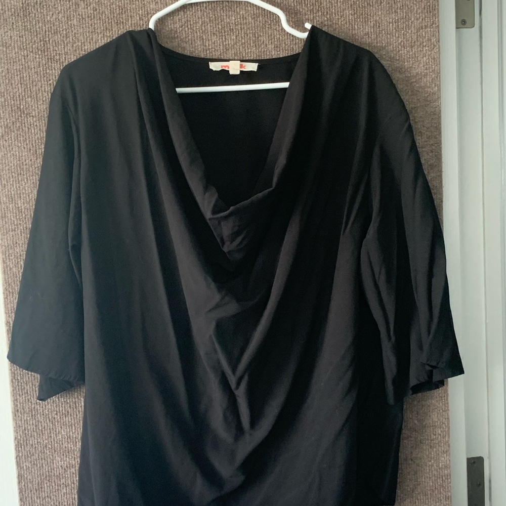 Drape front black top.